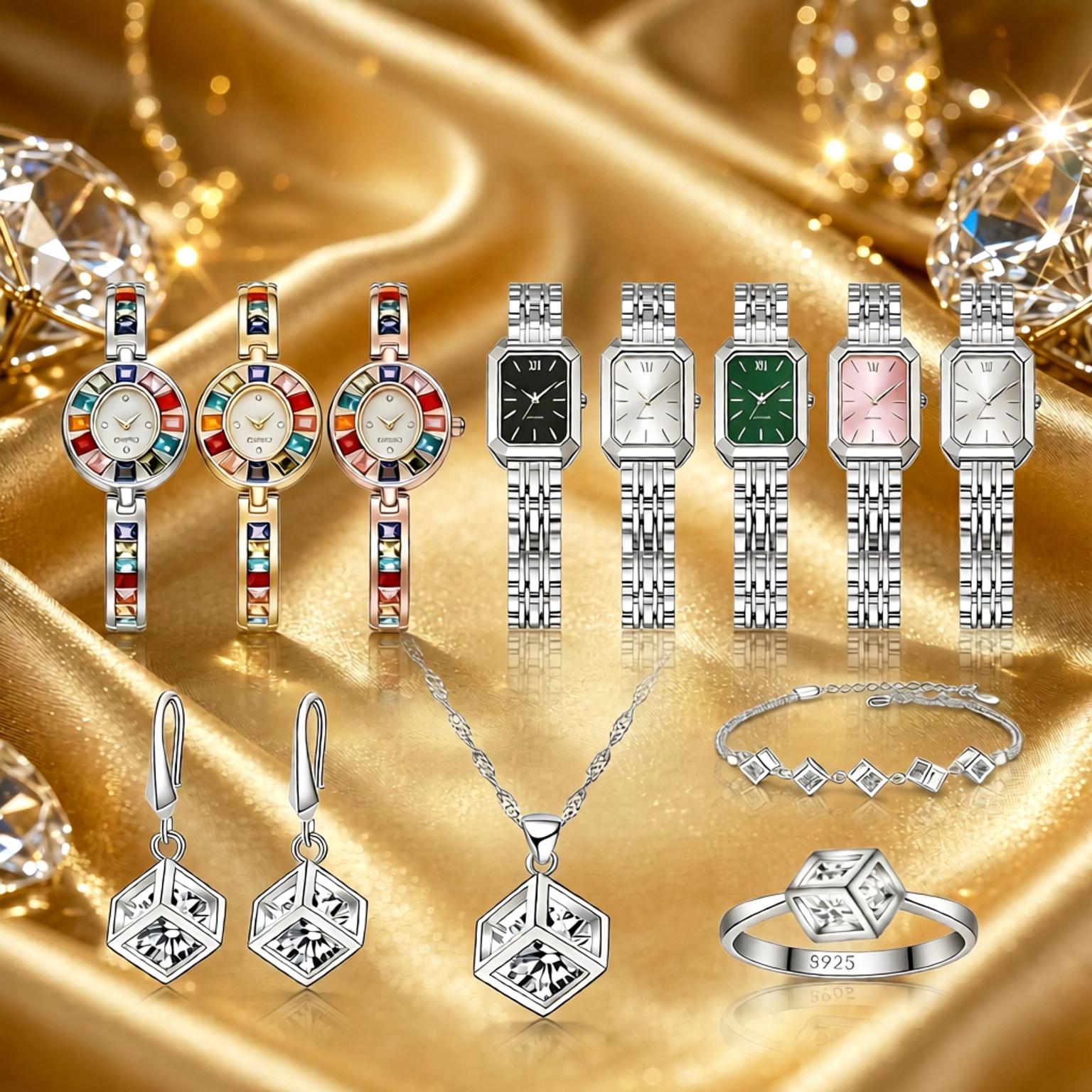 Best Jewelry Watches Women - Prachtige 925 sterling zilveren geometrie kristal