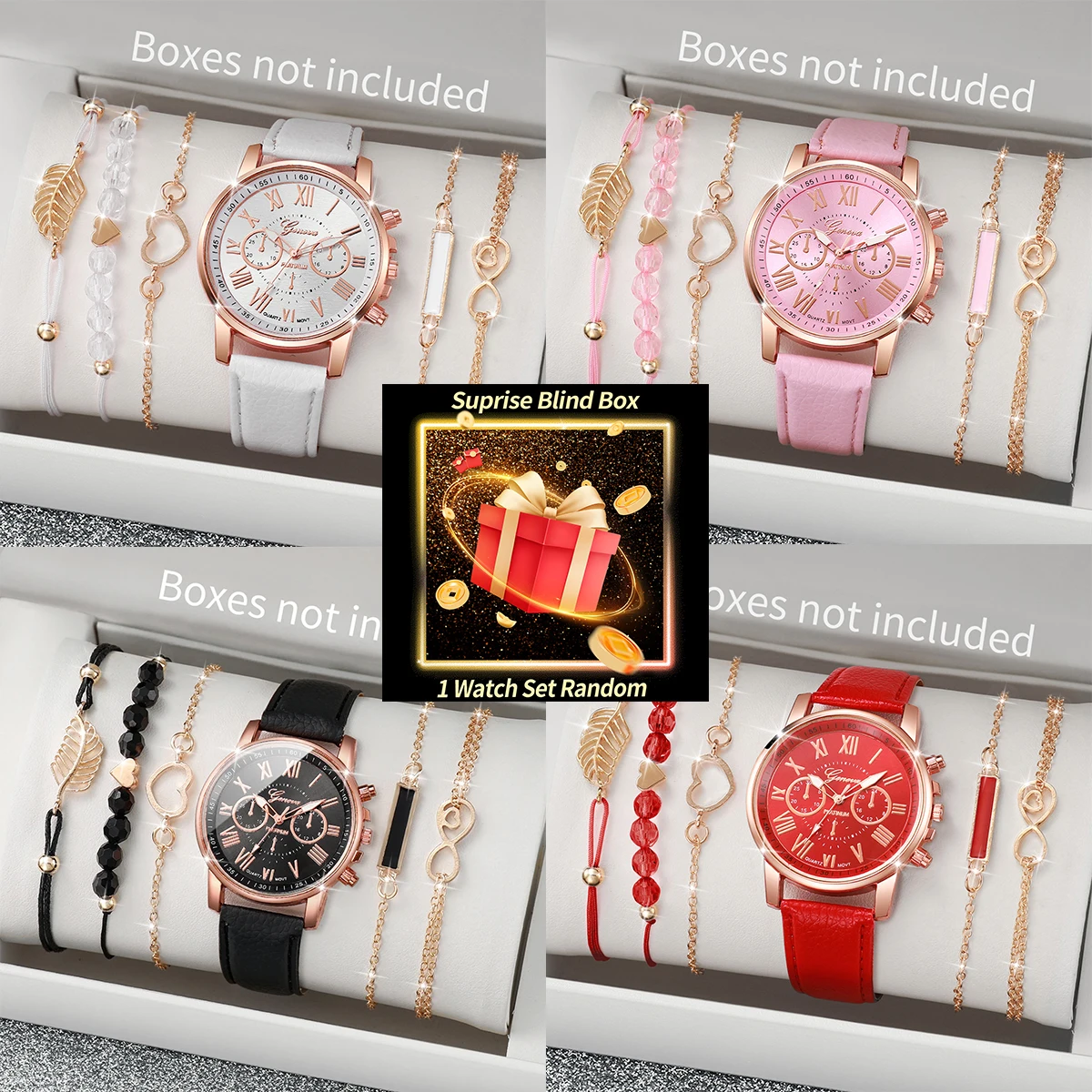 Jewelry For Watches - Verrassingsblinddoos dameshorloge set, willekeurig Geneva quartz