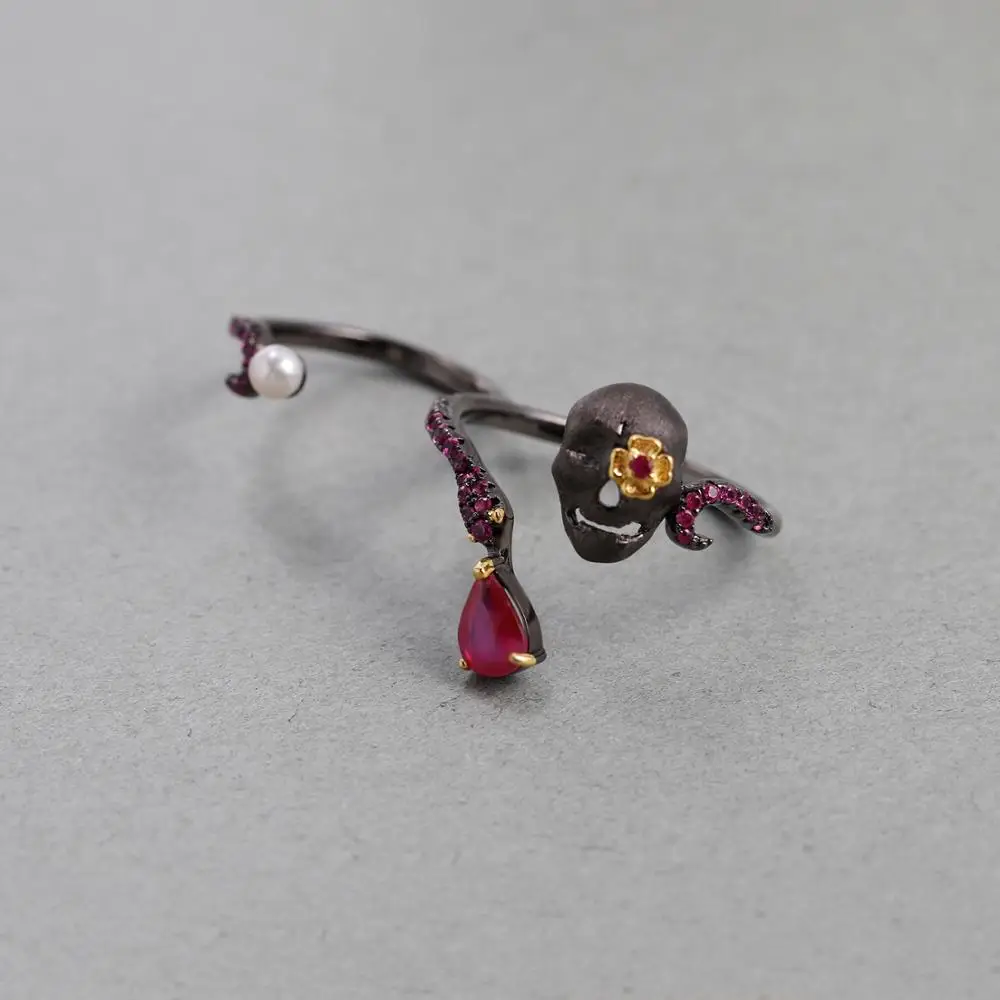 Gem's Ballet Natuurlijke Robij - Gothic Skull Ring recensie en prijs