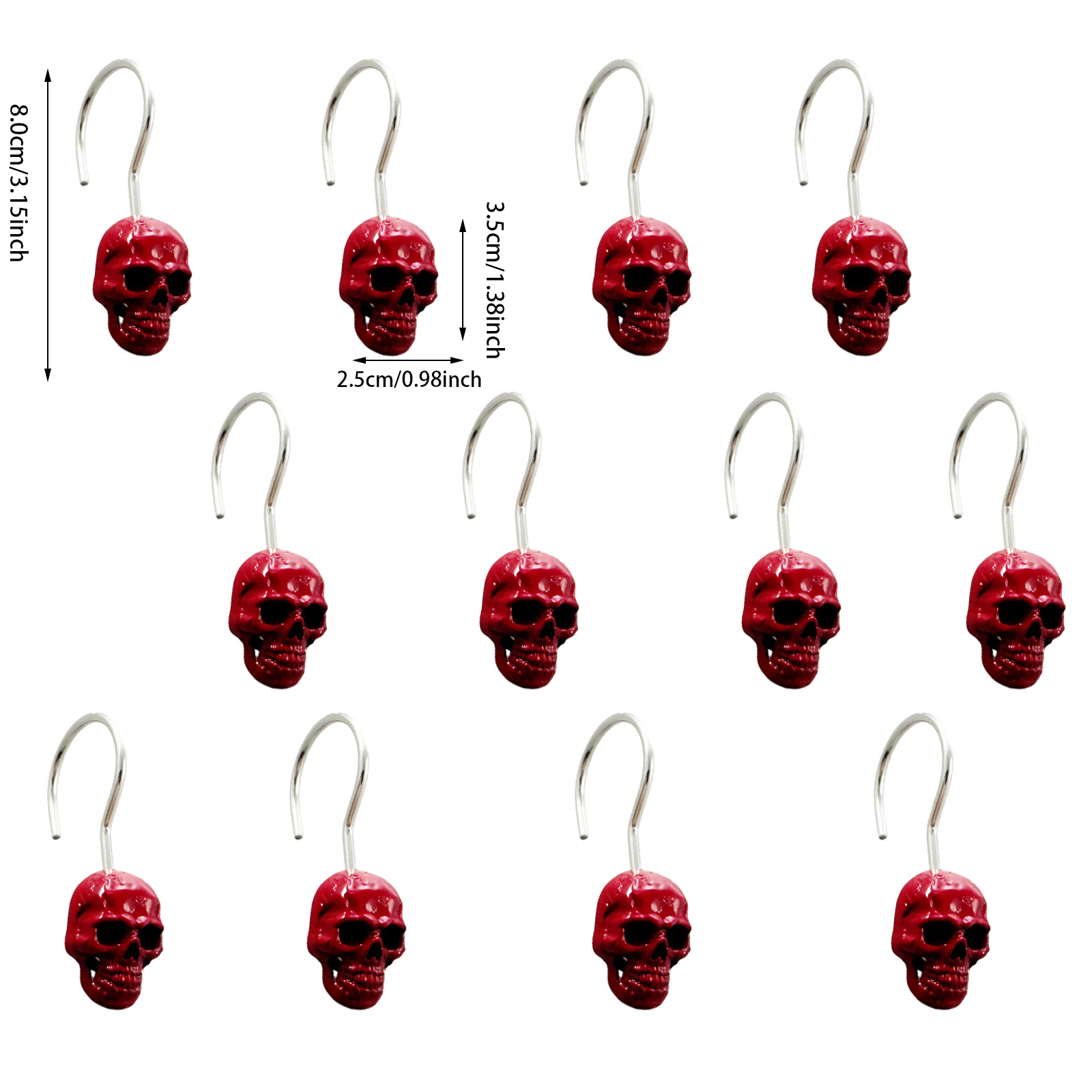 12 stuks rode schedel douchego - Gothic Skull Ring recensie en prijs