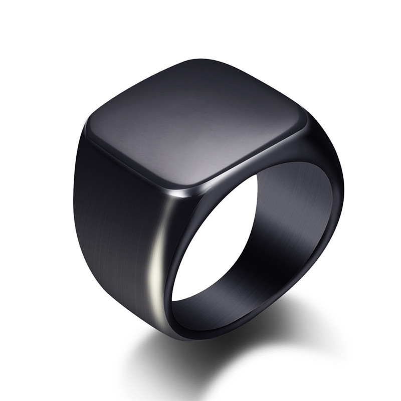Mode Mannen Zwart Glad Roestvr - Mens Signet Ring recensie en prijs